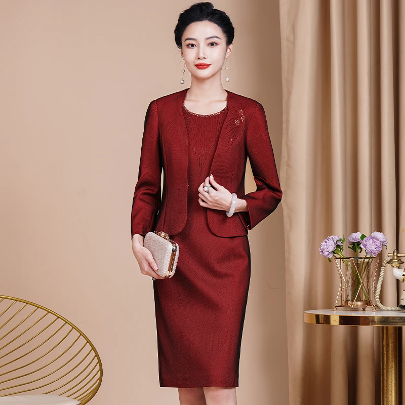 T0719 小个子喜婆婆婚宴装2024年女儿结婚礼妈妈礼服两件套