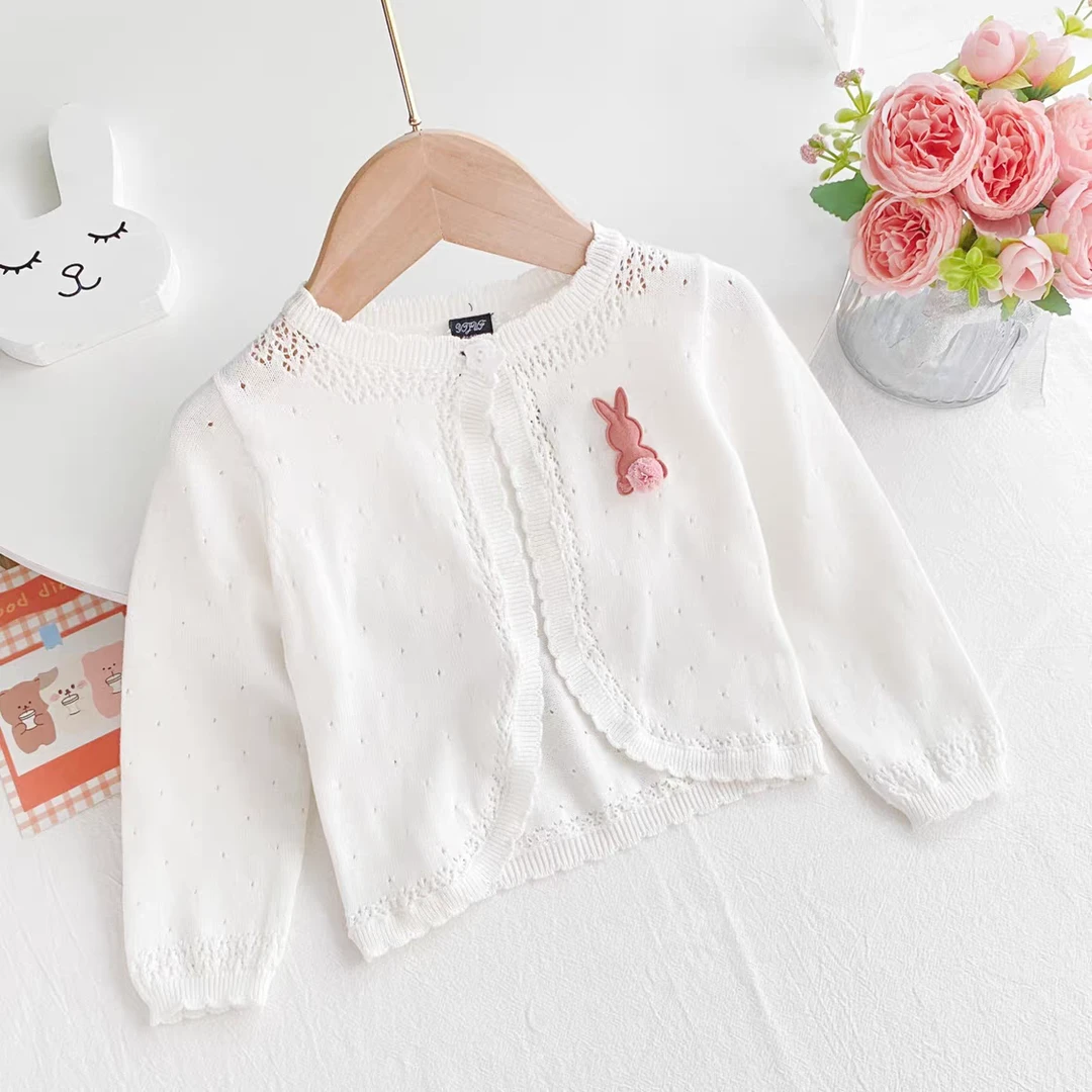 女童空调衫儿童外搭婴儿小披肩夏季防晒坎肩宝宝针织开衫外套薄款