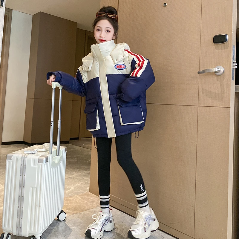 女童羽绒服冬季2023新款儿童洋气保暖冬装面包服大童韩版加厚外套