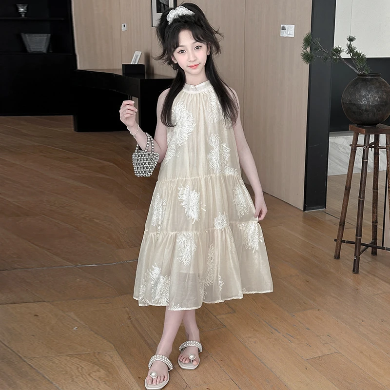 女童夏装连衣裙2024新款儿童中大童女孩洋气时髦裙子背心公主裙潮