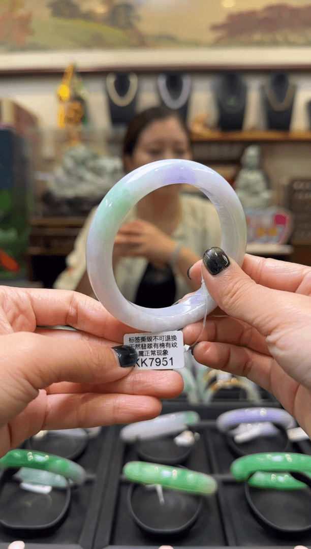 【闪购商品】翡翠手镯未镶嵌正圈54 KK7951退货扣一百