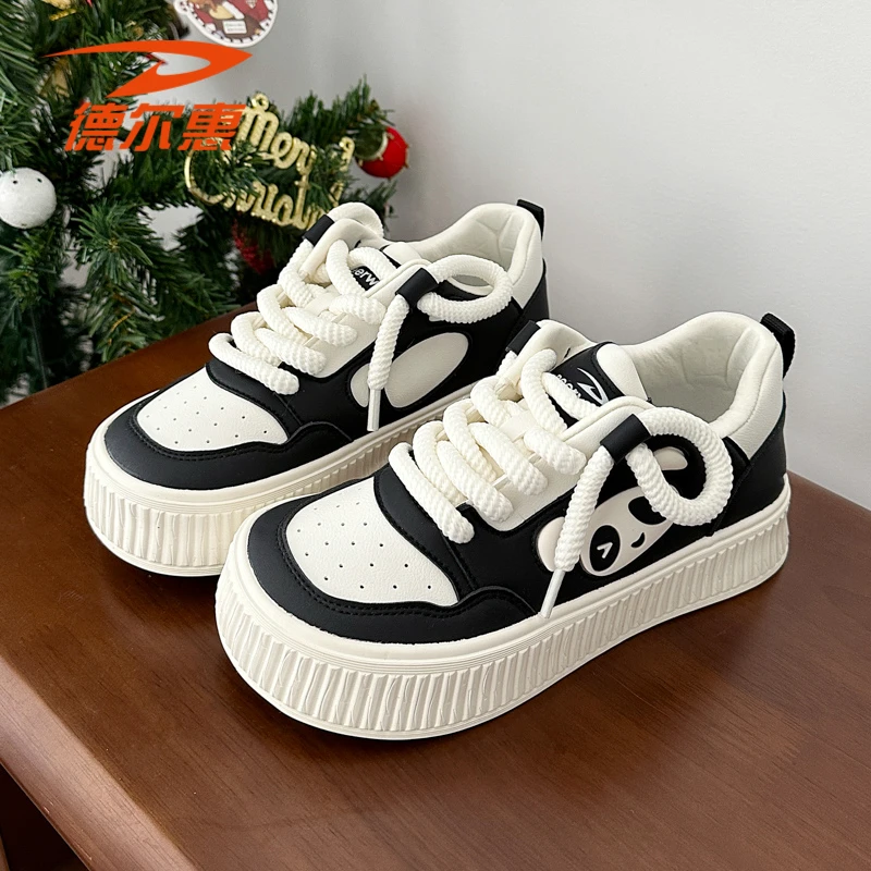 德尔惠时尚百搭小白鞋2024新款爆款早春款女鞋休闲运动跑步鞋ins