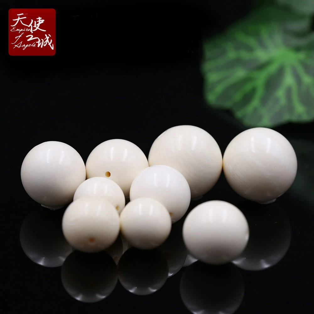 天然猛犸象牙圆珠冰料精工佛珠散珠DIY文玩配饰配件单猛犸牙手串