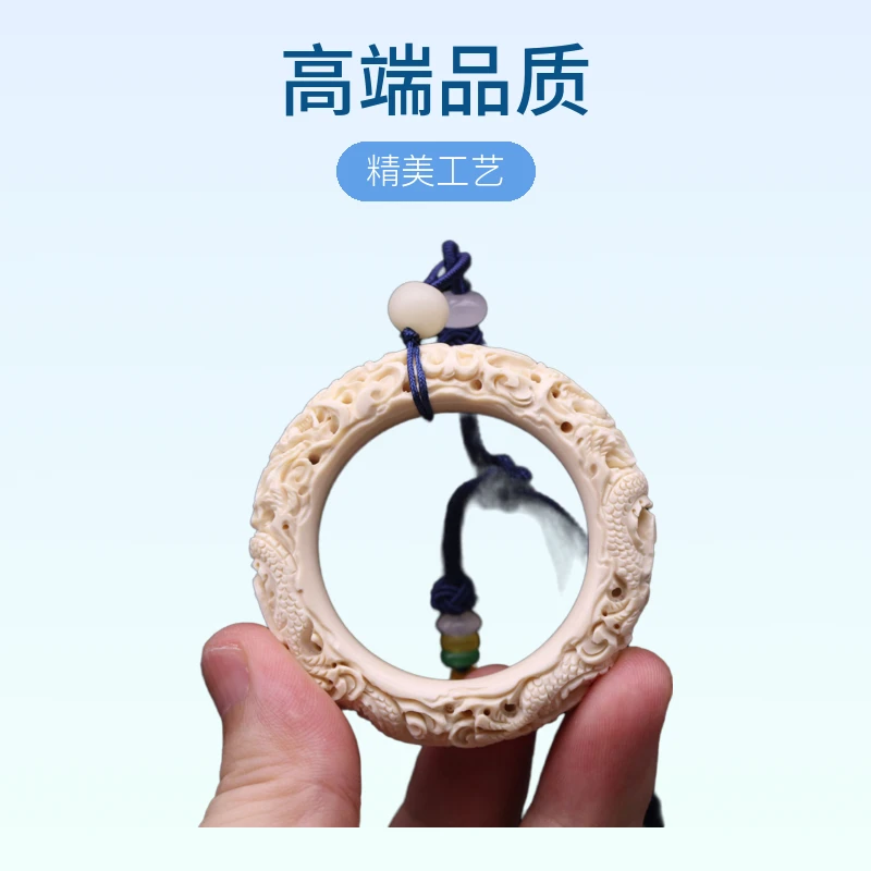 天然猛犸象牙龙腾盛世吊坠冰料精工雕刻文玩手把件车挂包挂男女款