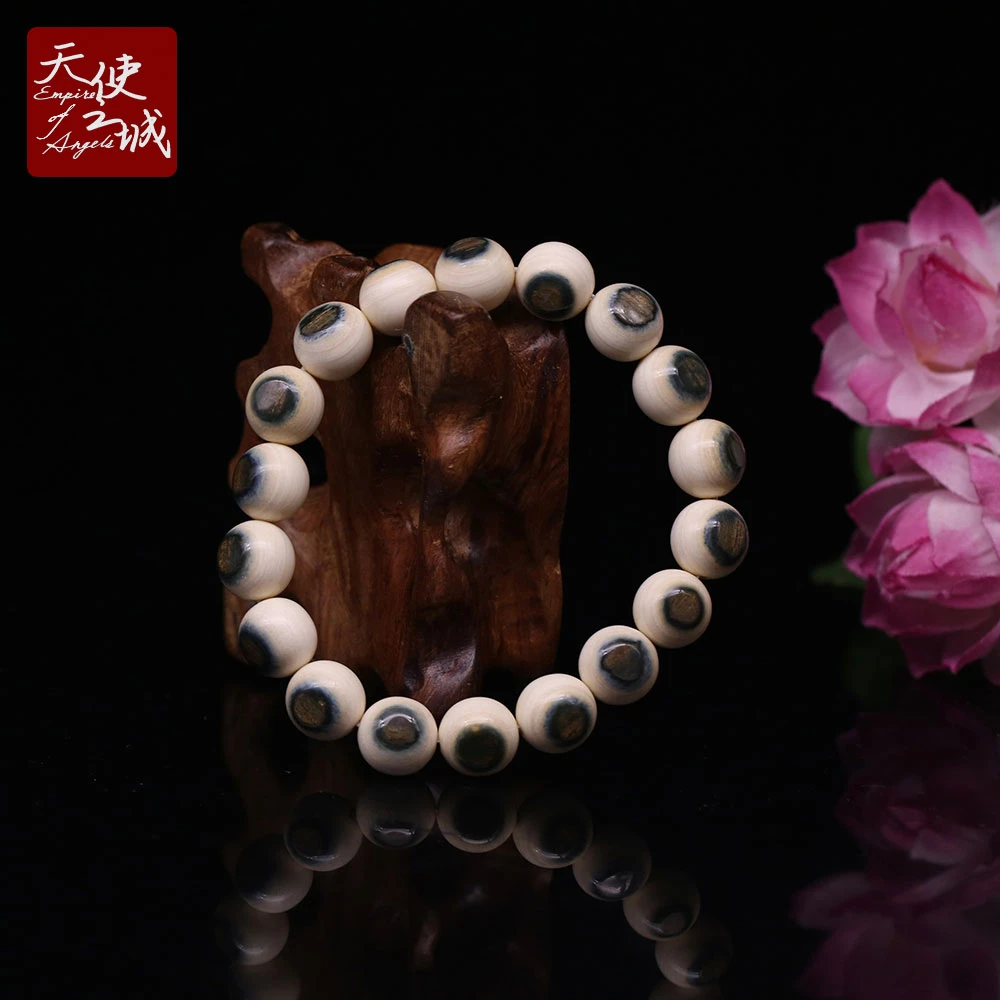 天然猛犸象牙蓝眼手串