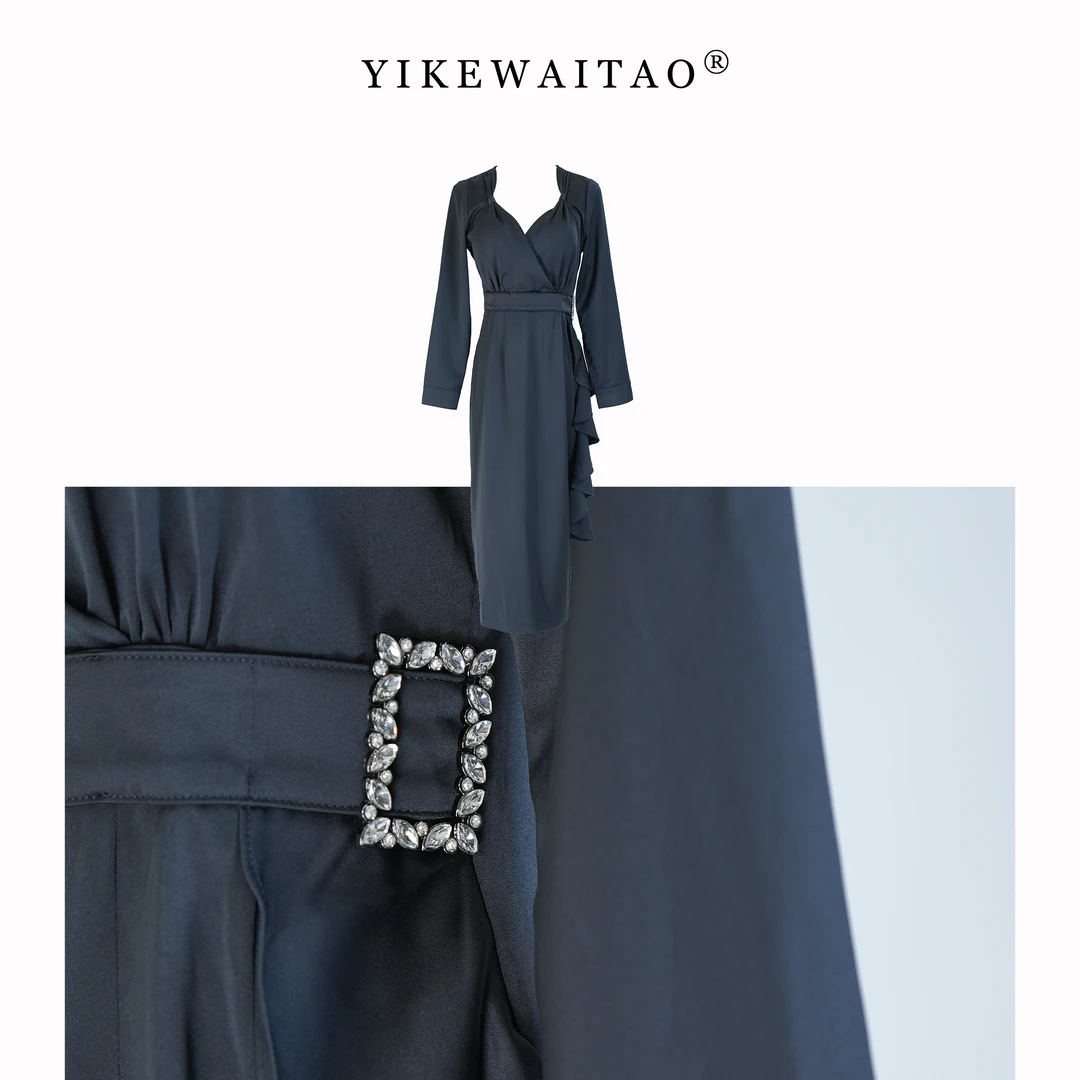 【一颗歪桃】设计款西西里的美丽传说贝鲁奇同款黑色收腰连衣裙