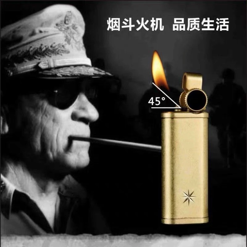 复古黄铜充气打火机个性创意砂轮烟斗点火器高档品质