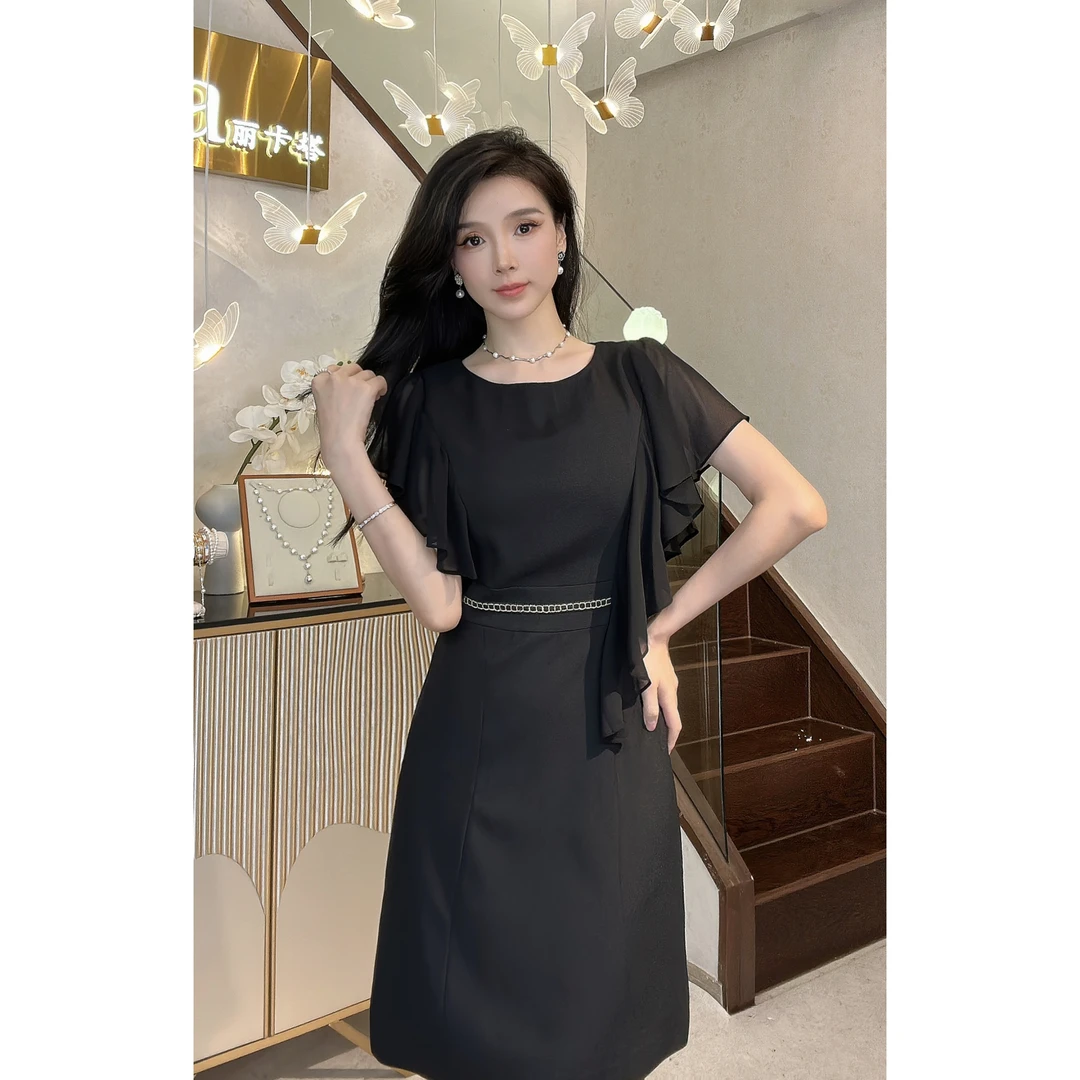 YUANBAO【玫瑰】 夏款时尚小众礼服复古清凉夏季气质收腰女连衣裙