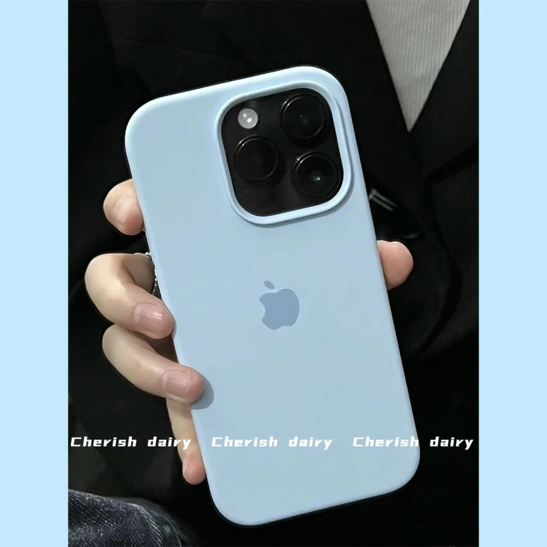 牛奶蓝适用iPhone15Pro手机壳苹果14硅胶13Promax液态12/11全包xs