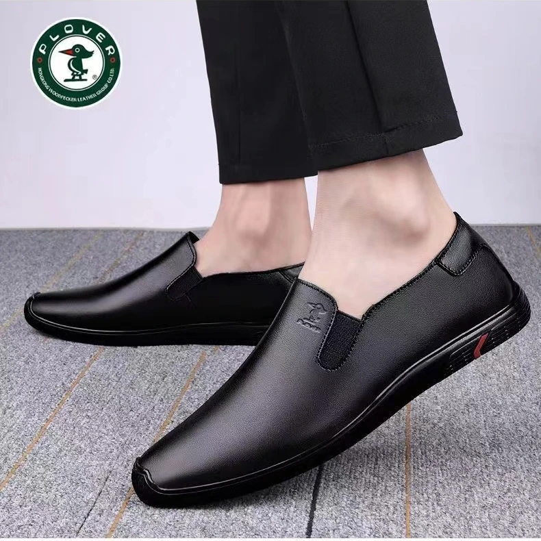 PLOVER冬季新款男士休闲皮鞋百搭透气爸爸鞋软底防滑中老年皮鞋