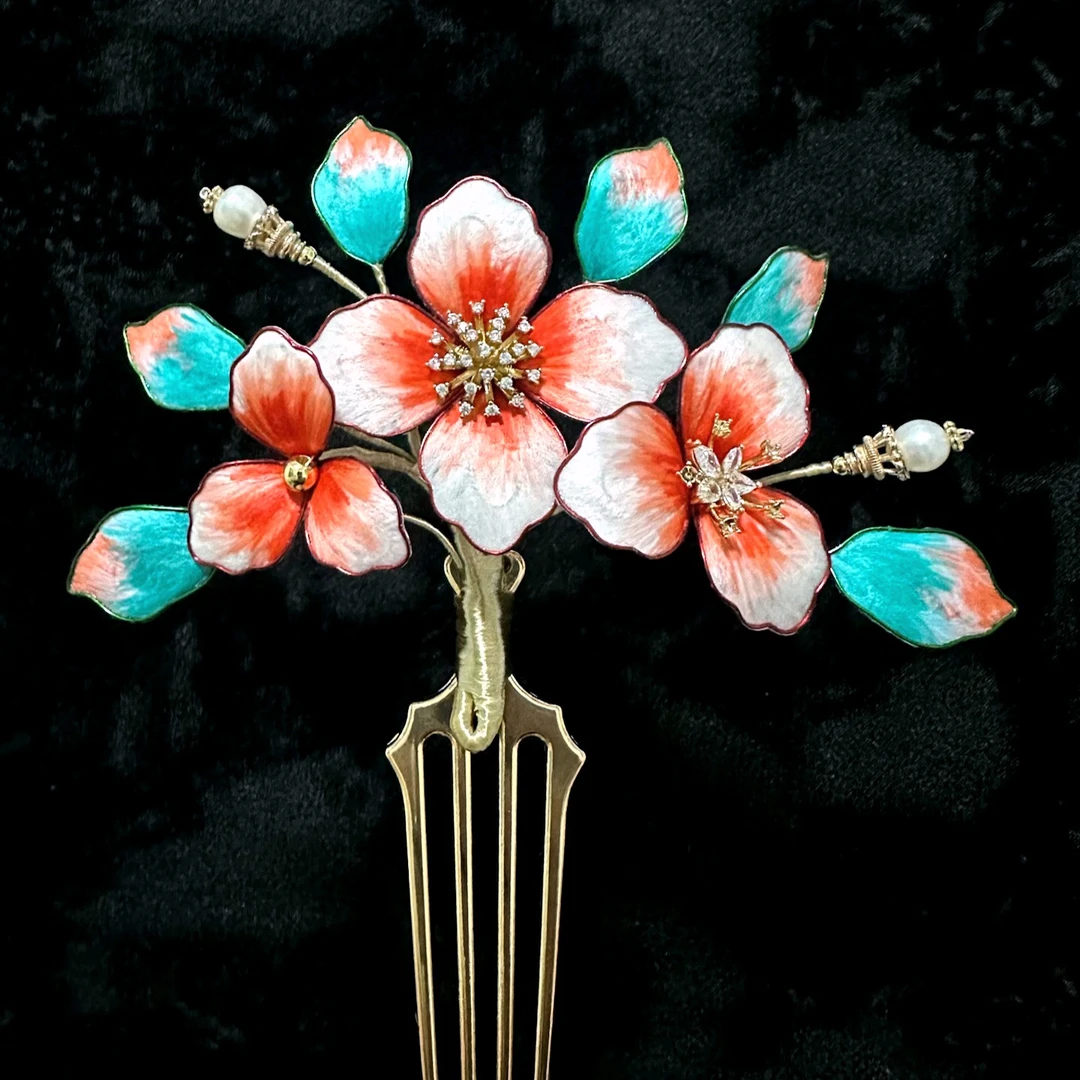 捞月郎彩色掐丝绒花