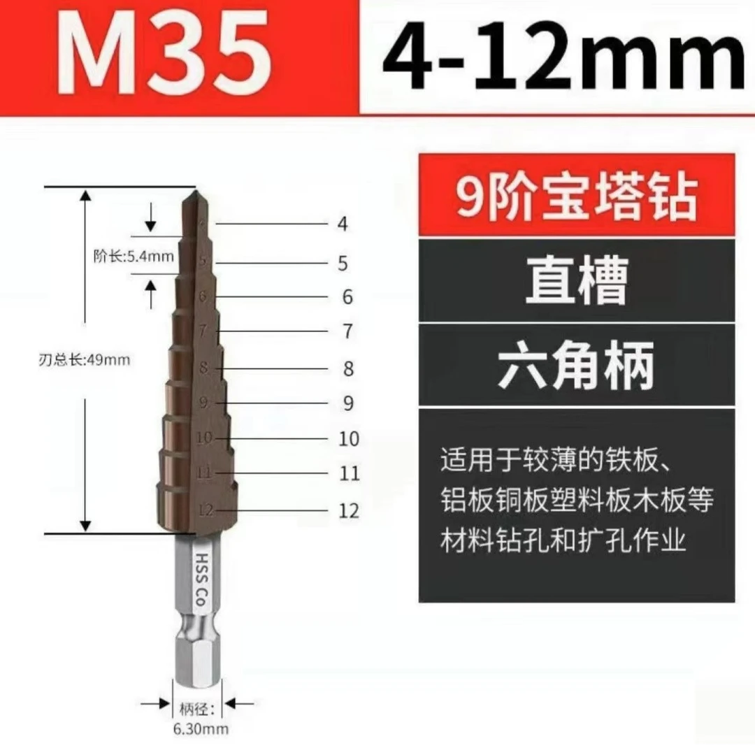 [优品]  2022款M35宝塔钻头4-12.4-20.4-32型号自选