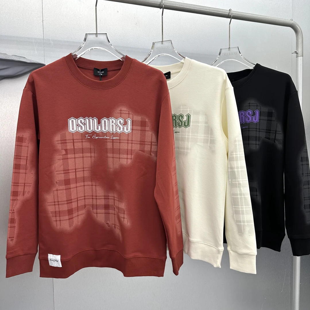 树邦实体断码清】秋季新款前后设计植绒字母百搭男士圆领长袖卫衣