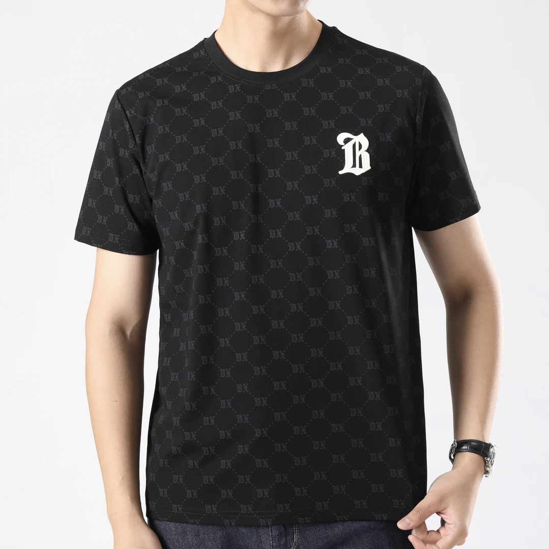 【树邦实体断码捡漏】夏季新品满印B字母刺绣短袖休闲男士圆领T恤