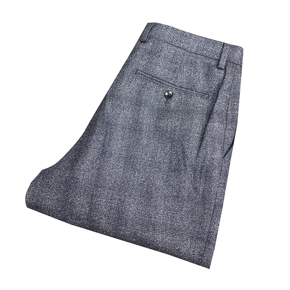 鸟【100%绵羊毛西裤】灰色亲王格四季款男士百搭直筒商务西裤XK172