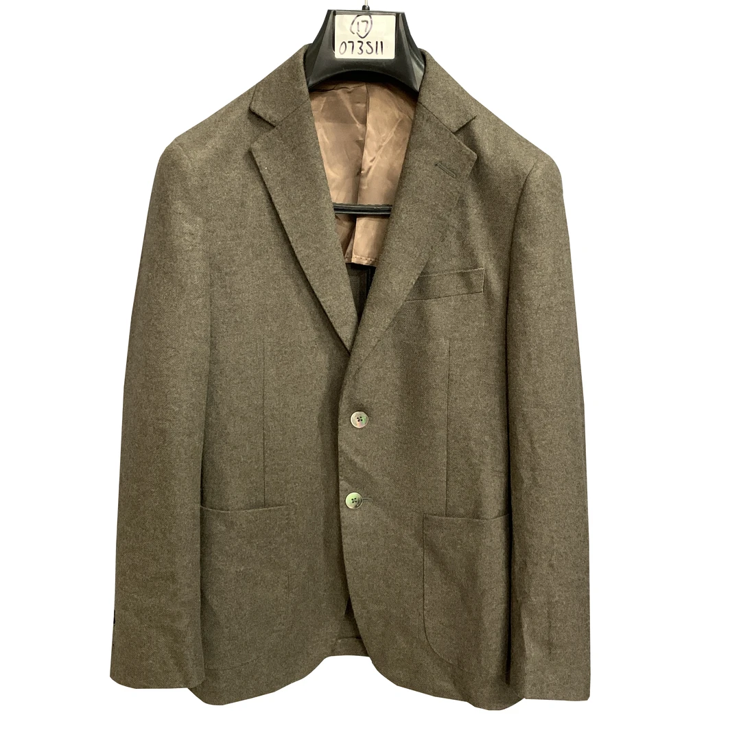 鸟【羊毛+山羊绒】棕色平驳领男士百搭单开叉活袖扣秋冬西服小整17