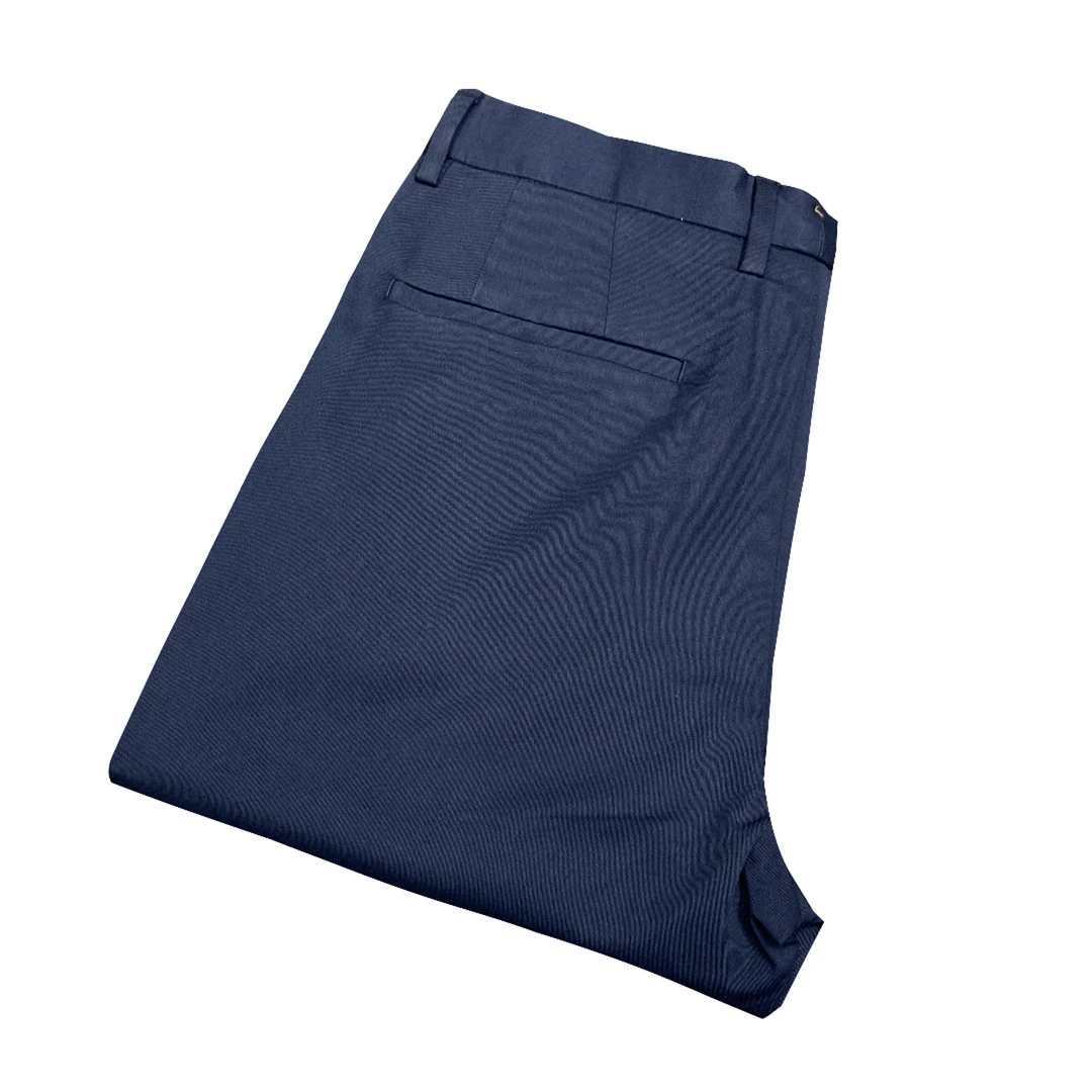鸟【抗皱高弹】藏青色男士轻奢长裤四季薄款直筒商务休闲裤XK096