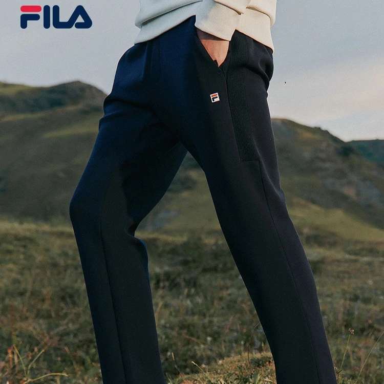 FILA斐乐官方男士加绒长裤冬季时尚跑步运动保暖休闲直筒裤子