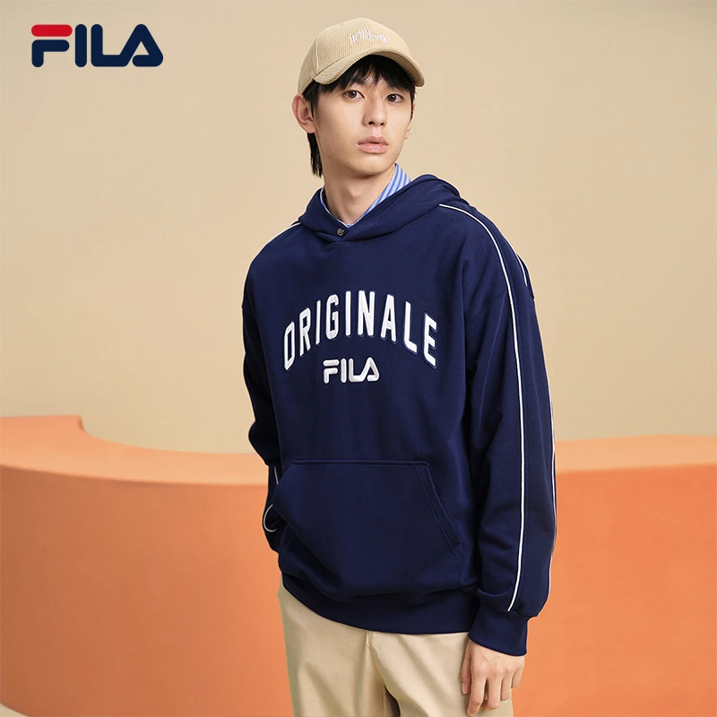 Fila 斐乐男子针织连帽卫衣2023冬新休闲长袖上衣宽松春季情侣