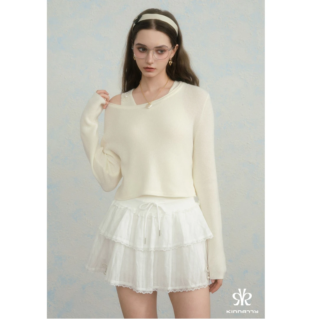 KINNATTY品牌店珠花长袖针织衫背心吊带套衫上衣两件套装女秋新款