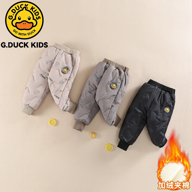 小黄鸭棉裤加绒加厚男宝女宝儿童宝宝绒防风防水裤子