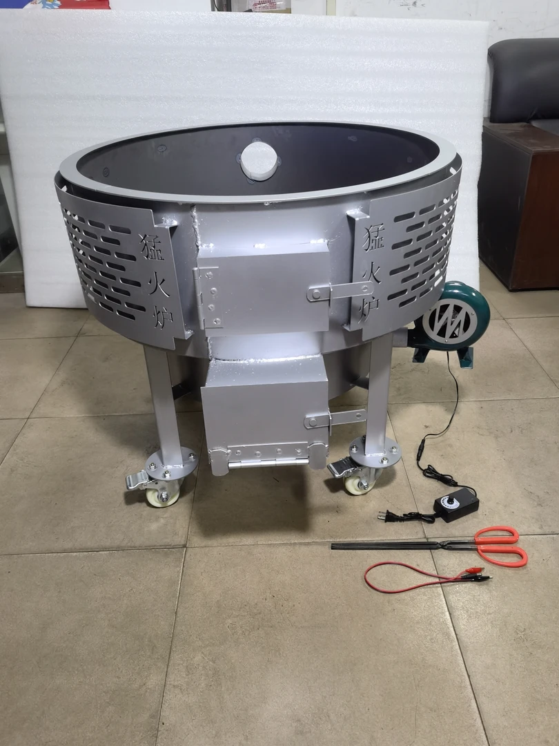 无烟柴火灶70双柴口防烫带万向轮款无烟气化炉猛火商用酿酒养殖灶