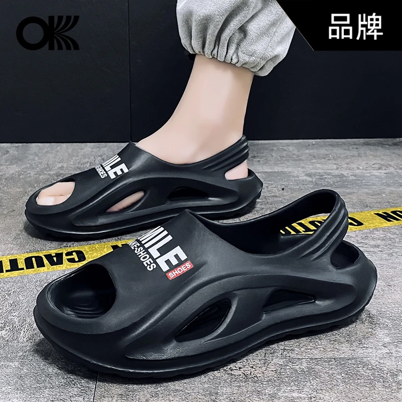 OK品牌沙滩鞋男夏季2023款外穿防滑厚底凉鞋洞洞鞋踩屎感休闲男士