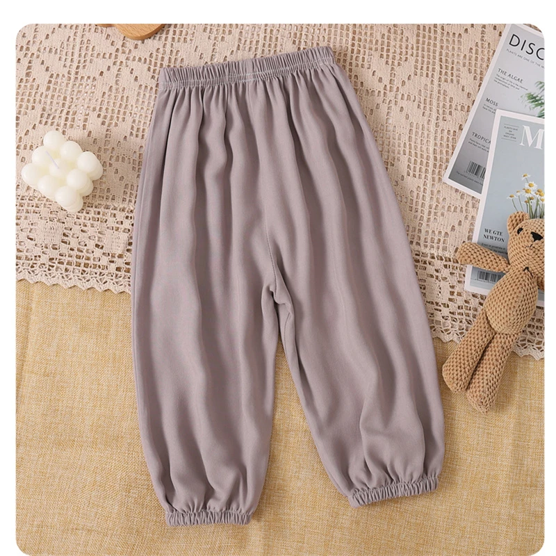 夏季儿童宽松透气防蚊裤男童女童宝宝冰丝薄款宽松休闲裤外穿睡裤