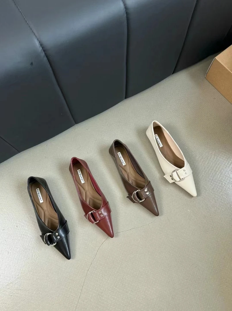 0000-2新款韩版时尚潮流尖头平底小单鞋黑色