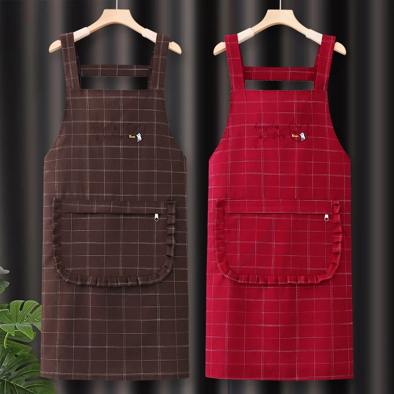 2025新款围裙纯棉厨房家用夏天薄款洋气做饭餐饮小熊家用防水厨房