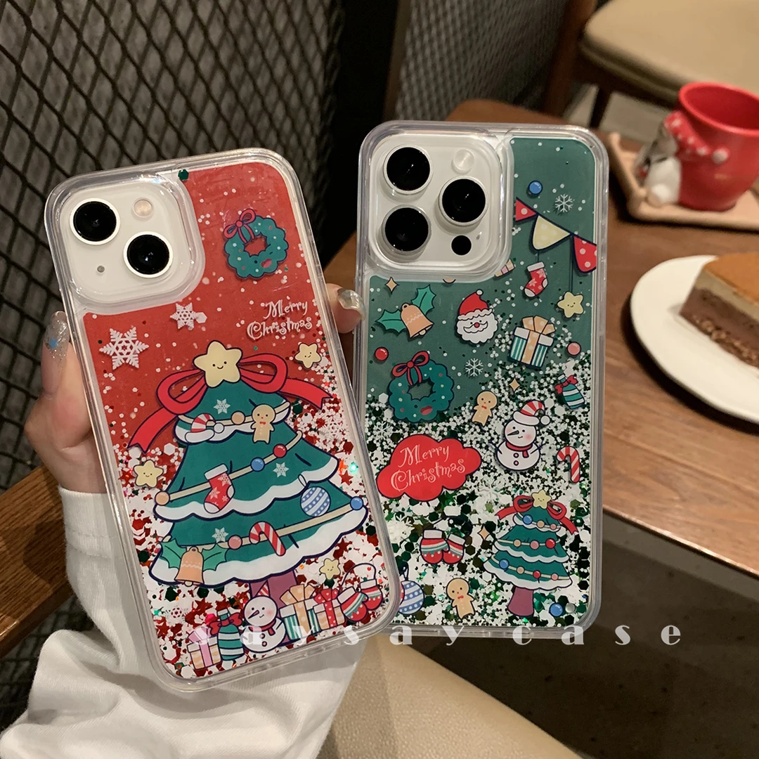 一壳所流沙圣诞树雪花iphone15苹果适用iPhone15promax手机壳15P