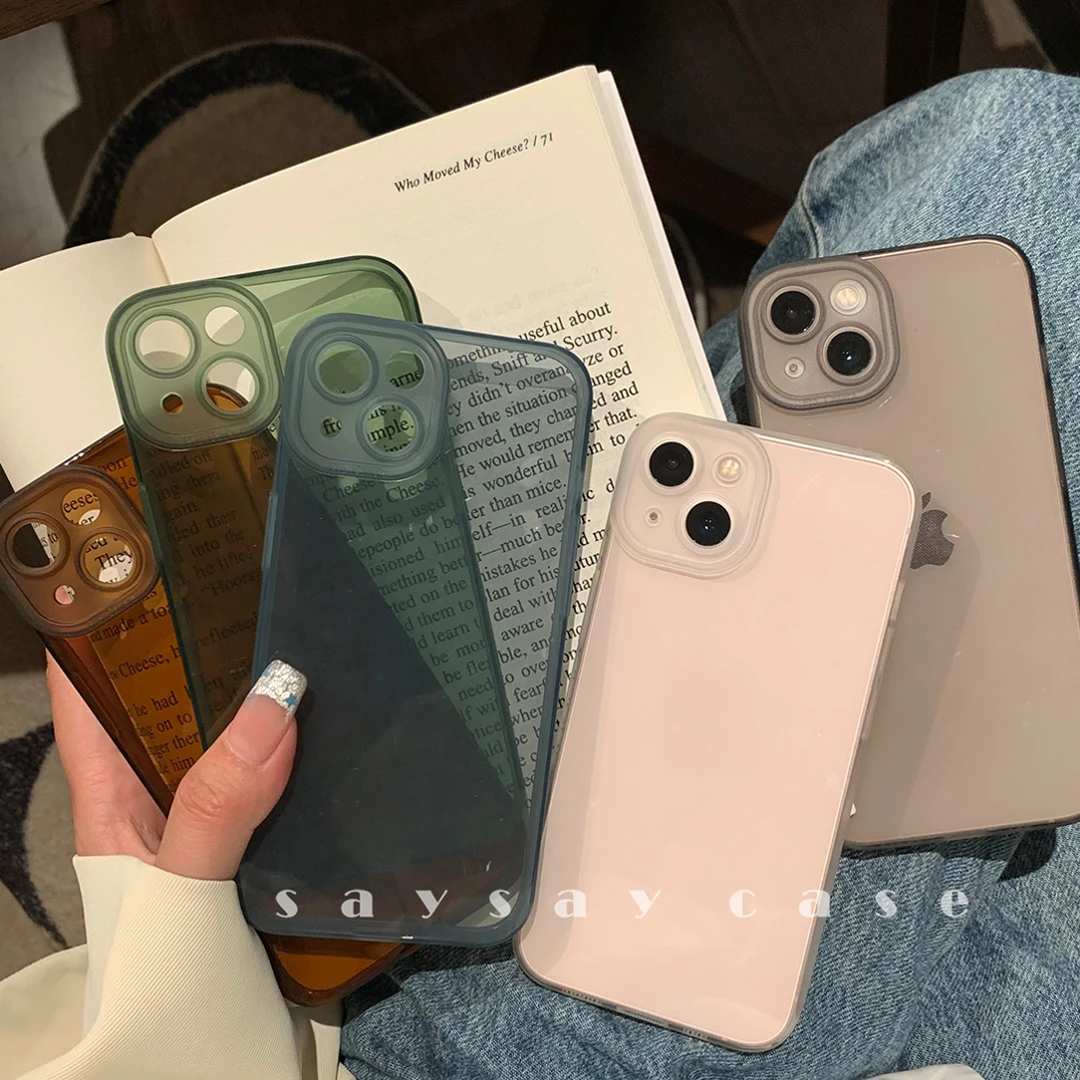 高级感简约透色壳苹果16pm手机壳iphone15promax保护15plus硅胶14