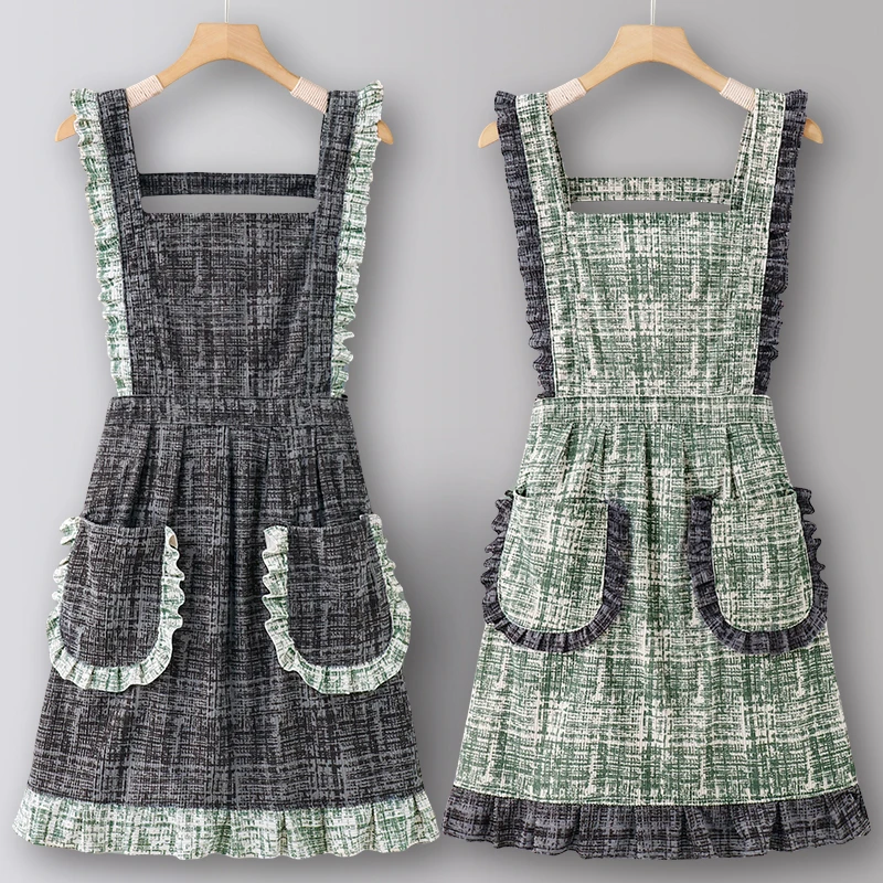 灯芯绒围裙厨房家用2025新款女做饭可外穿餐饮工厨房专用纯棉围裙