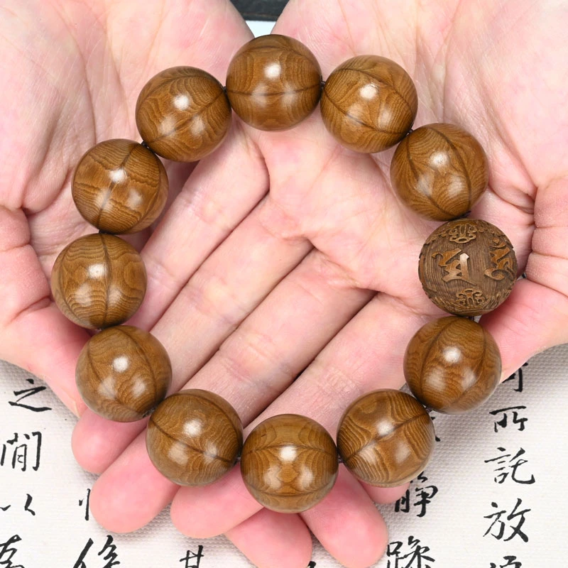 精品纯手工打磨原木六道木手串2.0老料雕刻貔貅天然降龙木手串