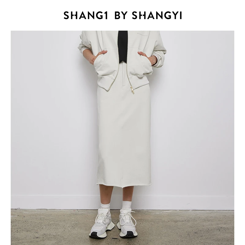 SHANG1 BY SHANG YI简约毛边儿中长款卫衣裙S23BS21