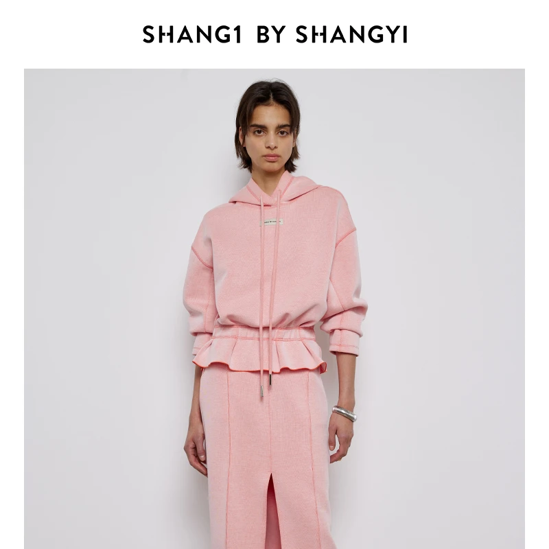 SHANG1 BY SHANG YI荷叶下摆连帽卫衣S23BT17