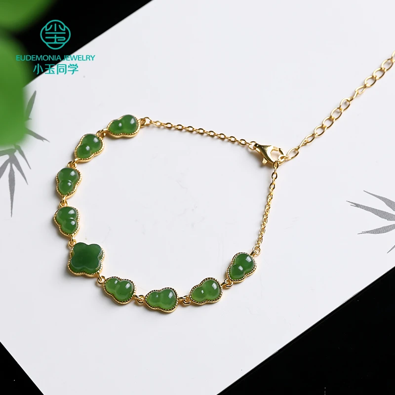 幸运福禄*s925银和田碧玉手链 百搭简约 时尚小众