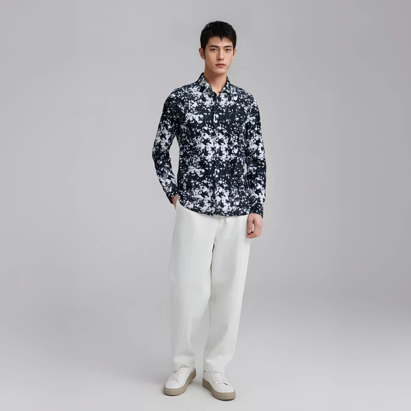 CA715 机场货 卡 春秋男式长袖衬衫 桑蚕丝百搭商务休闲上衣弹力