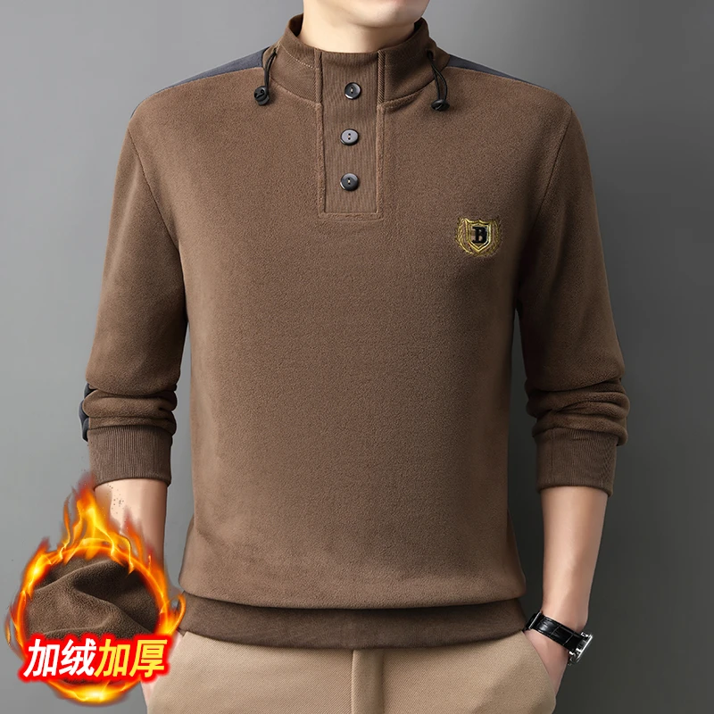 【专柜同款】男士秋冬双面奥粒绒卫衣长袖半高领加厚亲肤绒休闲时尚