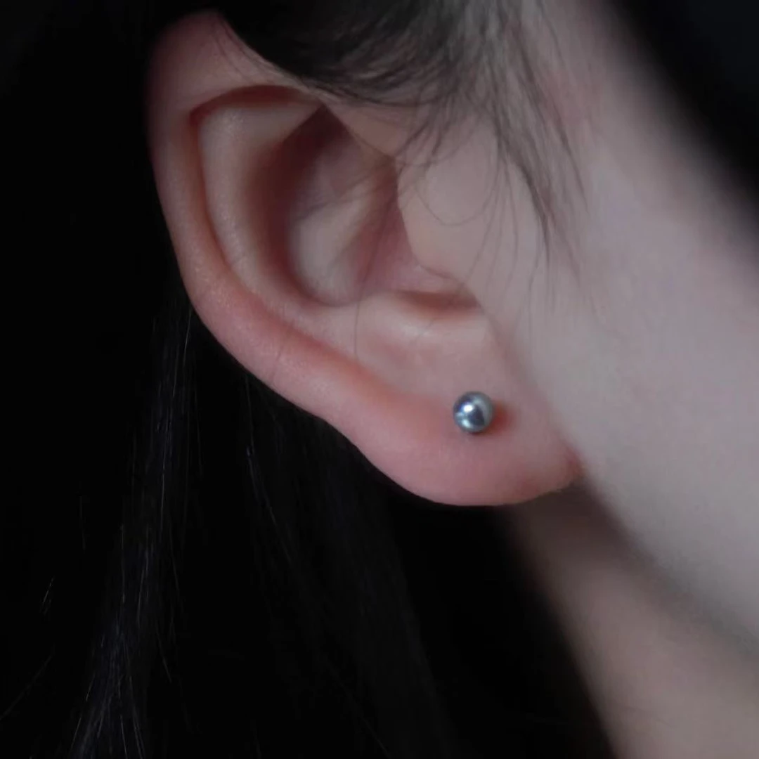 【极光真多麻】海水akoya真多麻耳钉3-4mm（非基地发货不带证）