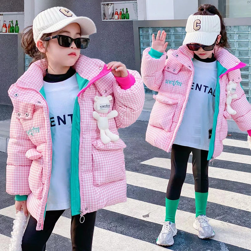 现货女童冬装棉衣外套2024新款女孩中大童洋气棉袄加绒加厚棉服潮