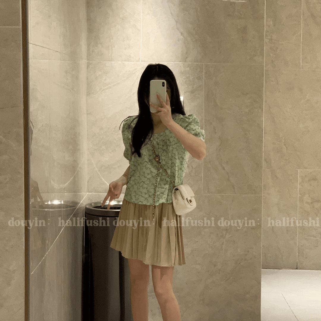 HaLi【风吹半夏】新款夏季小碎花复古衬衣套头甜美衬衫
