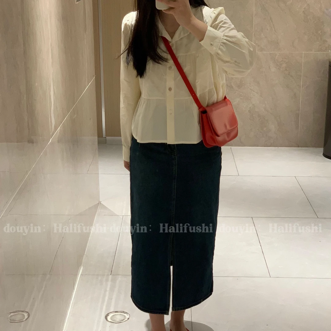莉莉【层次感衬衣】2023新款韩版设计款杏色小众百搭上衣长袖衬衫