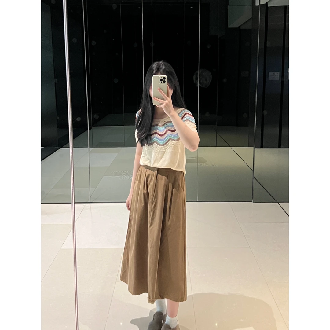 莉莉【花生酱】2023夏季新款高腰显瘦半身裙后腰打揽松紧百搭裙子