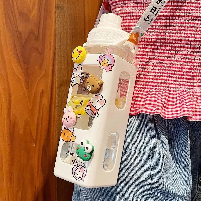 韩版新款高颜值水杯女学生大容量带吸管夏季网红便携可爱随手杯子