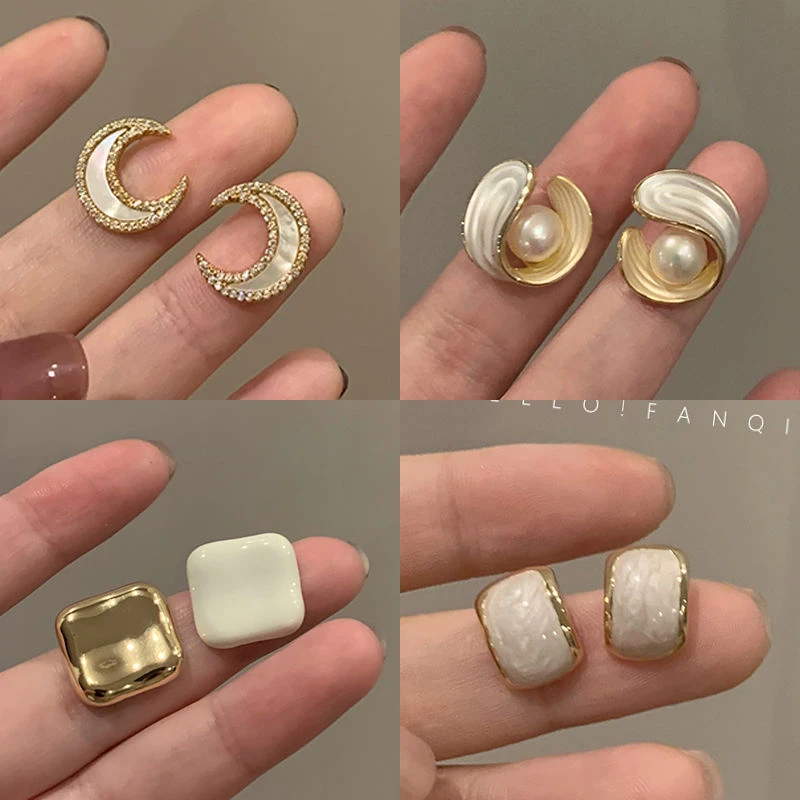 铜合金仿珍珠耳饰 复古耳钉气质高级感耳环无耳洞耳夹耳饰饰品
