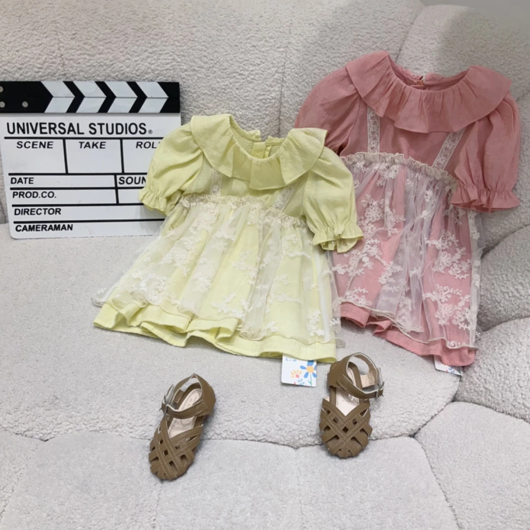 夏款~花朵网纱连衣裙88969