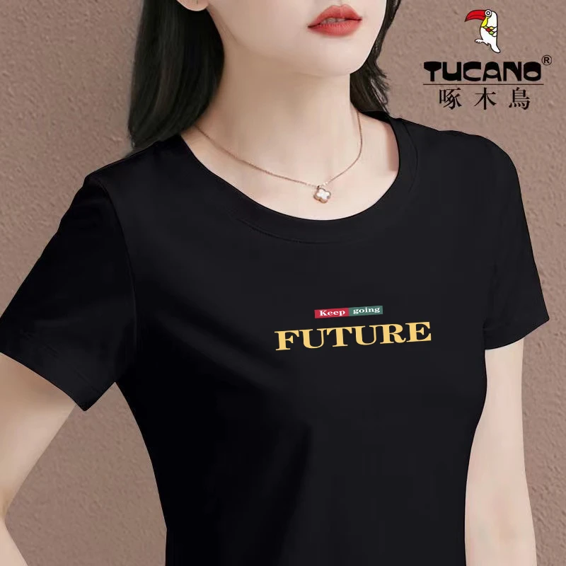 啄木鸟正品打底衫夏季新款修身显瘦短袖t恤女洋气体恤衫圆领上衣