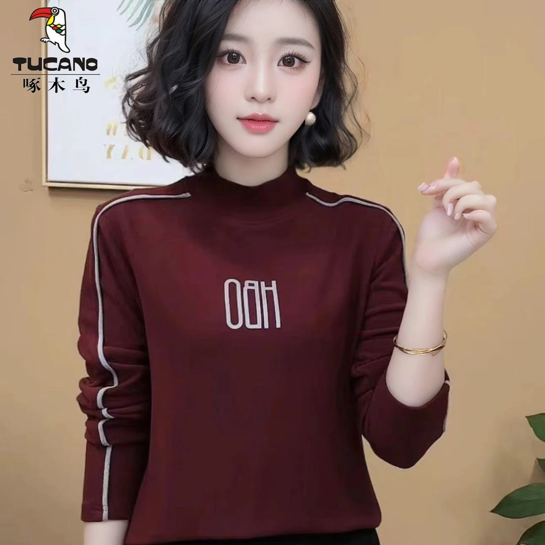 啄木鸟新款正品春秋季设计感时尚百搭卫衣高端显瘦减龄气质上衣女