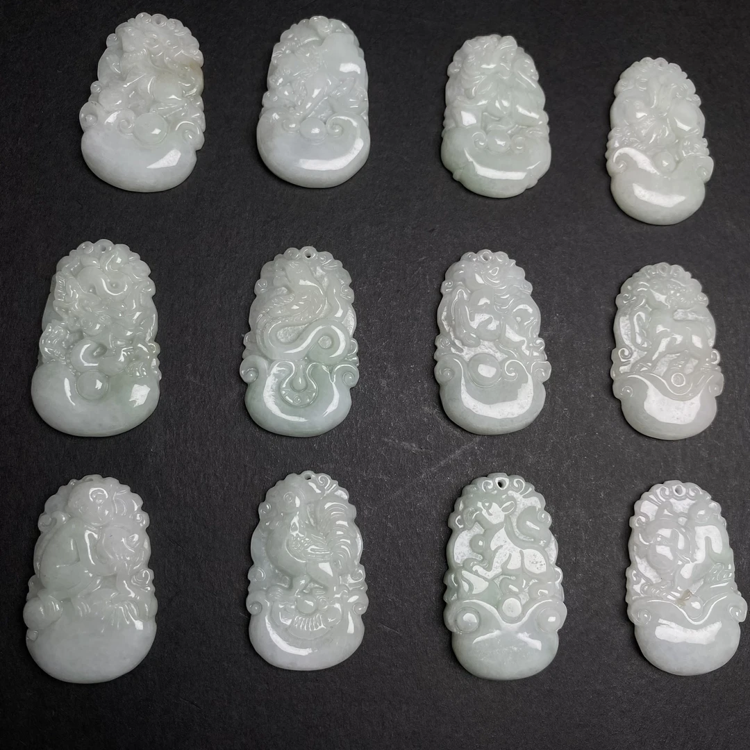 天然缅甸A货翡翠十二生肖吊坠A466—多样性发一件